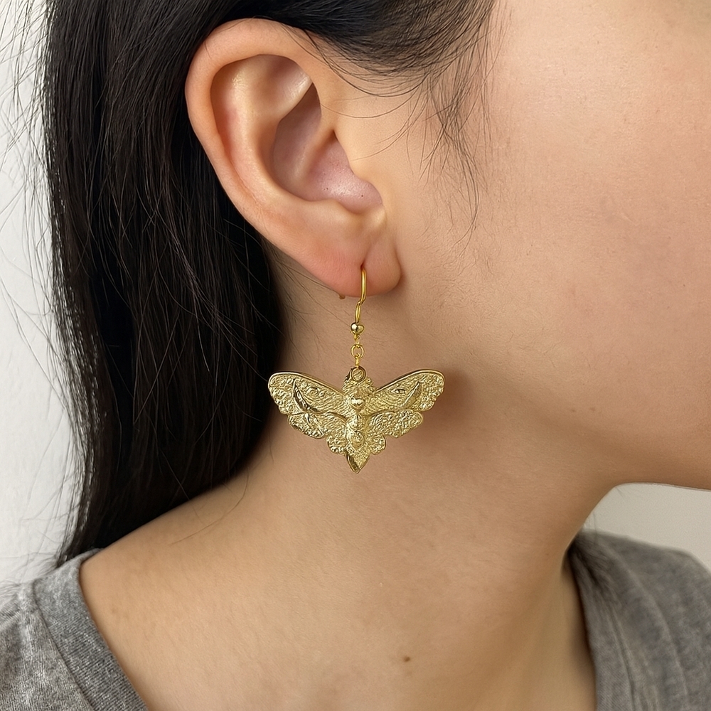 Gothic Death-head Hawkmoth Dangle Earrings